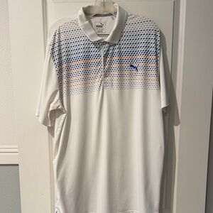 Puma men's striped white polo size Large